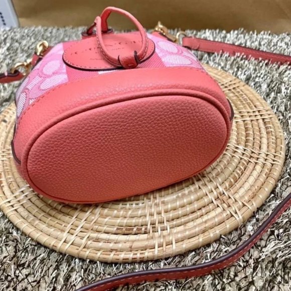 coach Mini Dempsey Bucket Bag In Signature Jacquard With Stripe And Coach Patch - Picture 5 of 8